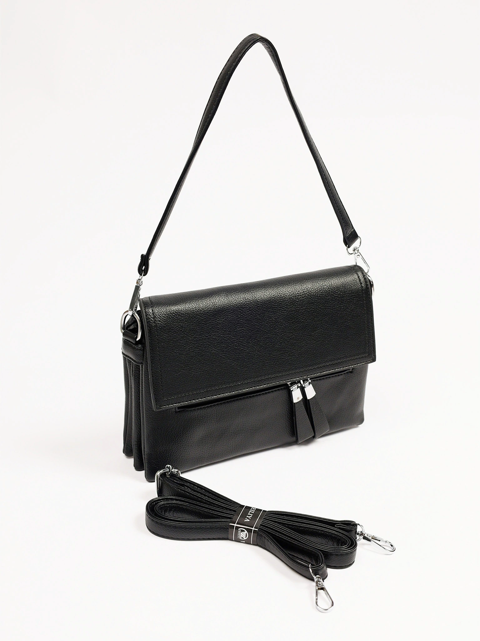 Сумка-кроссбоди со съемной ручкой и декоративными пуллерами в ассортименте